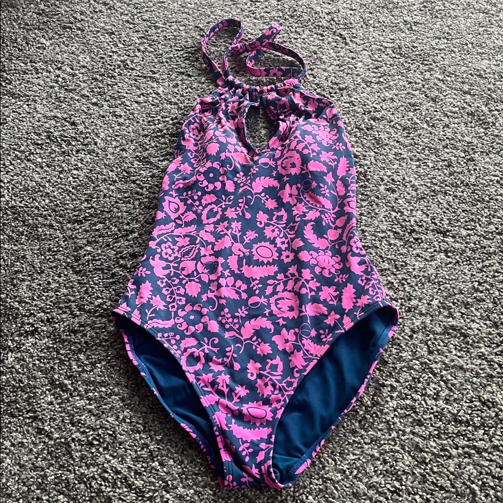 Boden size 2 blue hot pink floral one piece